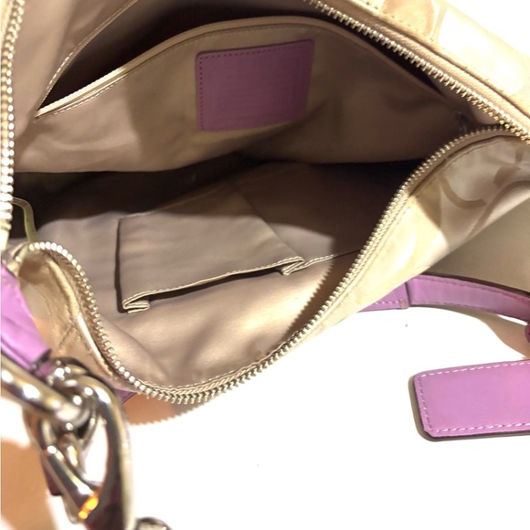 Coach CC signature print Beige and purple Shoulder Bag crossbody handbag - Picture 6 of 10